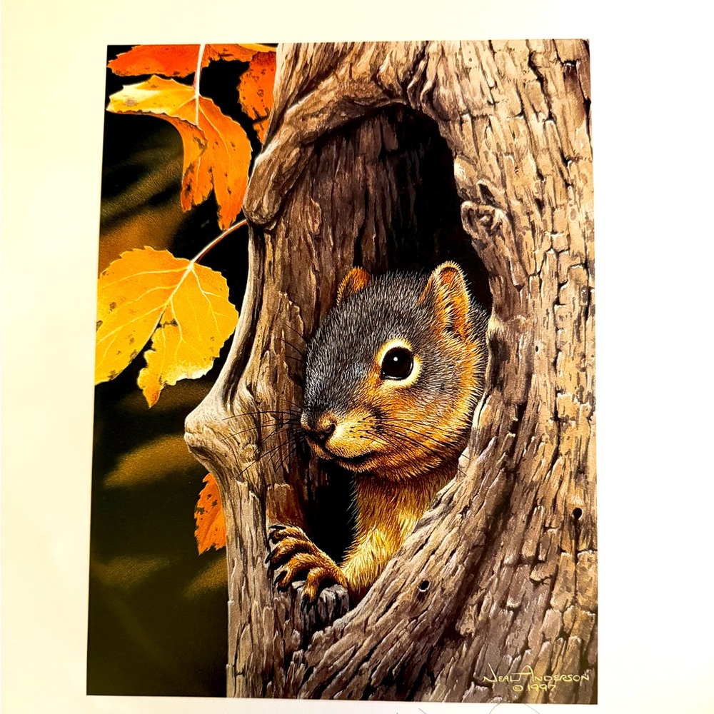Squirrel in Autumn Tree Art Print